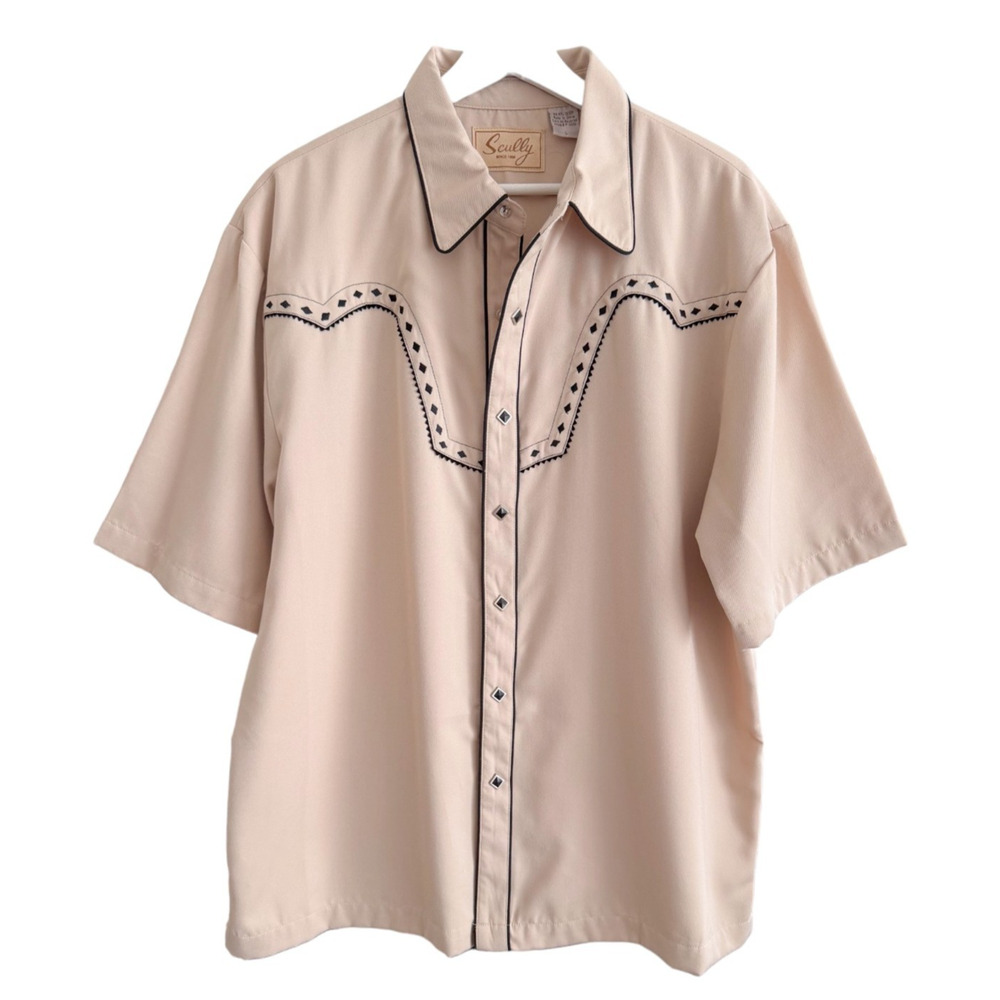 Vintage Scully Mens Western Shirt L Snap Front Short Sleeve Cowboy Rodeo